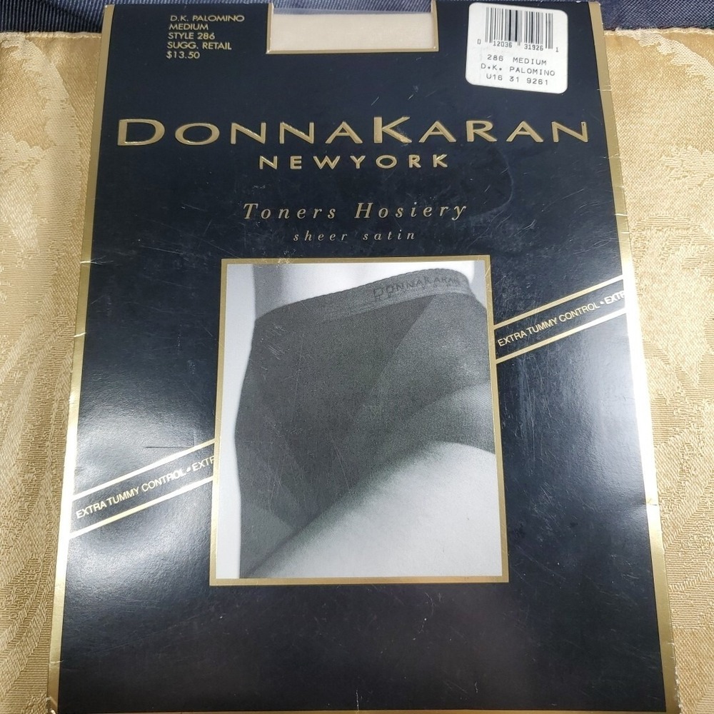 Donna Karan Medium Hosiery Women Palomino Sheer Satin Tummy Control Vintage 1994
